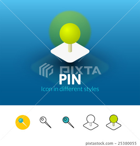 Pin Icon In Different Style - Stock Illustration [25380055] - PIXTA