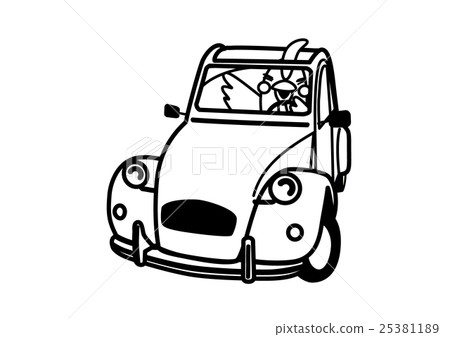 雄雞例證04_老汽車黑白照片 25381189