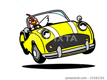 Rooster illustration 06 _ Old car Yellow 25381191