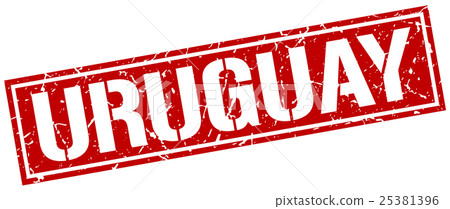 Uruguay red square stamp 25381396