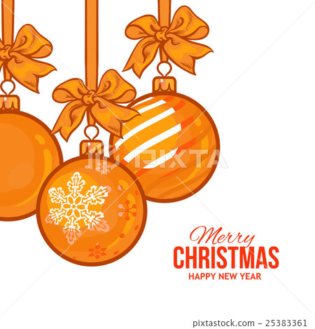Gold Christmas balls with ribbon and bows - Stock Illustration ...