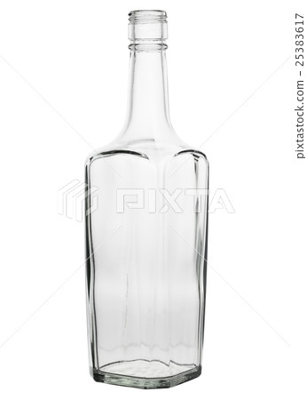 Clear Glass Liquor Bottle on a White Background 25383617