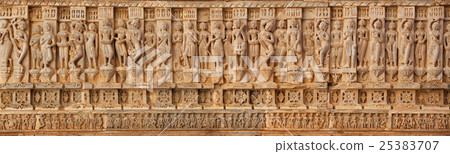 Carving on the walls of an ancient temple (Hindu) Carving on the walls of an ancient temple (Hindu) 25383707
