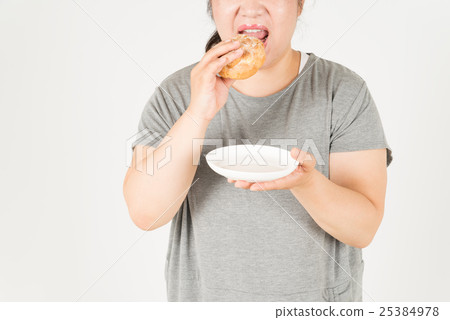 胖女人吃奶油泡芙 25384978