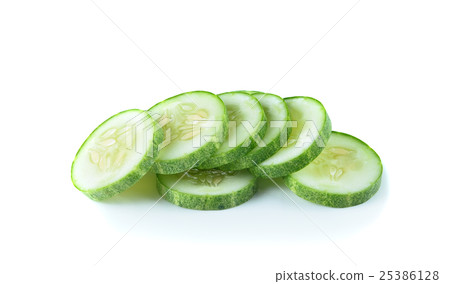 Fresh sliced cucumber on white background Fresh sliced cucumber on white background 25386128