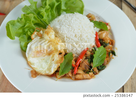 stir fried chicken with holy basil  and hot chilli 25386147