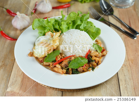 stir fried chicken with holy basil  and hot chilli 25386149