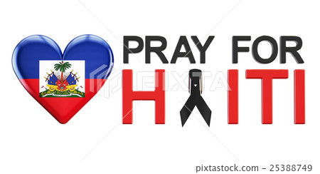 Pray for Haiti concept with heart, 3D rendering 25388749