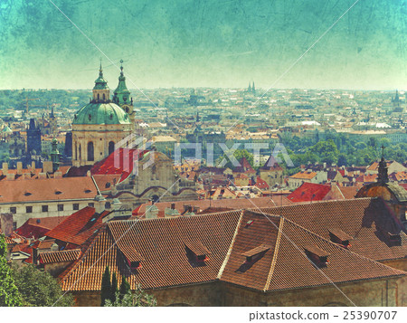 Vintage rooftops of Prague 25390707