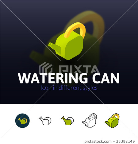 Watering can icon in different style 25392149