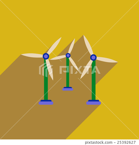 Flat web icon with long shadow wind turbines - Stock Illustration ...