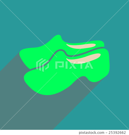 Flat web icon with long shadow wooden shoes Flat web icon with long shadow wooden shoes 25392662