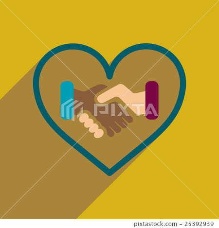 Flat web icon with long shadow handshake Flat web icon with long shadow handshake 25392939