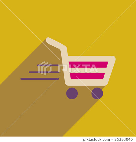 Flat web icon with long shadow cart Flat web icon with long shadow cart 25393040