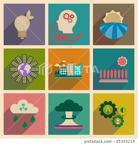 Concept of flat icons with long shadow eco danger 25393213