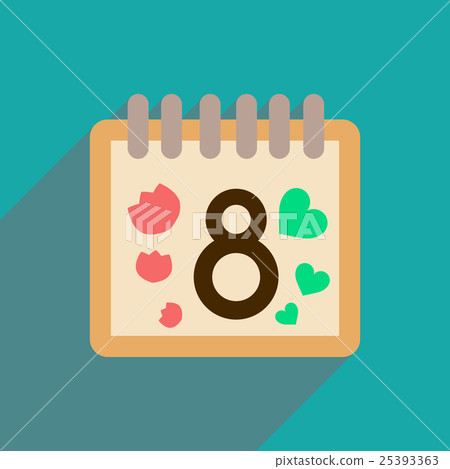 flat icon with long shadow Women's Day Calendar 25393363