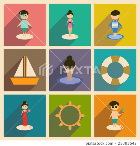 Concept of flat icons with long shadow people - Stock Illustration ...