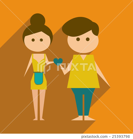 Flat web icon with long shadow husband and wife - Stock Illustration ...