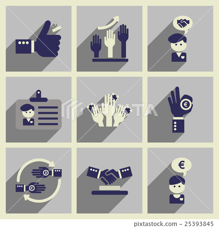 Concept of flat icons with long shadow economy - Stock Illustration ...
