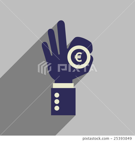 Flat web icon with long shadow hand coin - Stock Illustration [25393849 ...