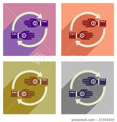 Concept of flat icons with long shadow hand coin - Stock Illustration ...