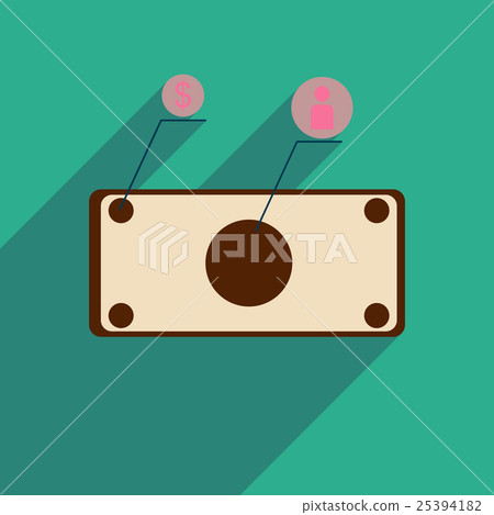 Flat web icon with long shadow banknote Flat web icon with long shadow banknote 25394182