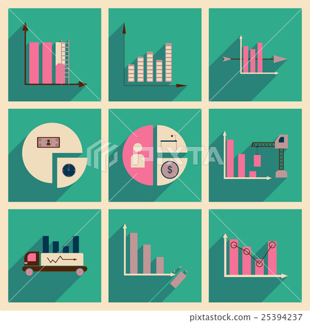 Concept of flat icons with long shadow charts - Stock Illustration ...