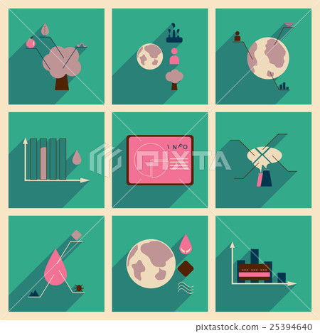 Concept of flat icons with long shadow ecology - Stock Illustration ...