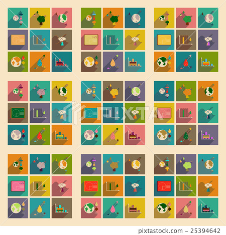 Concept of flat icons with long shadow ecology - Stock Illustration ...