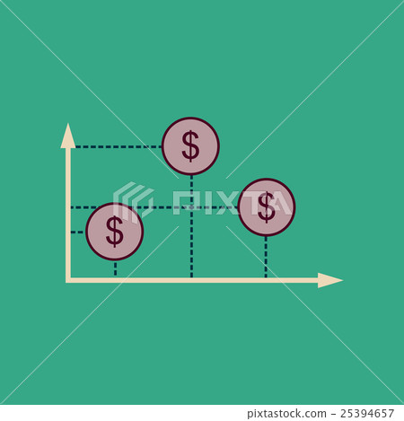 Flat web icon on stylish background money graph - Stock Illustration ...