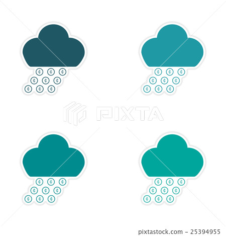 Stylish assembly sticker on paper rain cloud coins 25394955