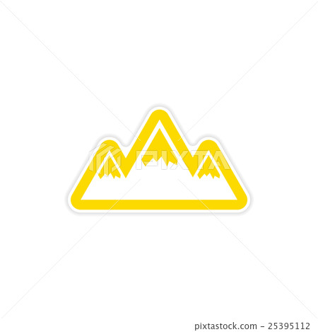 paper sticker on white background Arctic mountains 25395112
