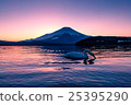 Mt. Fuji at the evening and swans 25395290