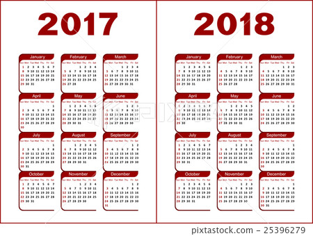 Calendar 2017, 2018 - Stock Illustration [25396279] - PIXTA