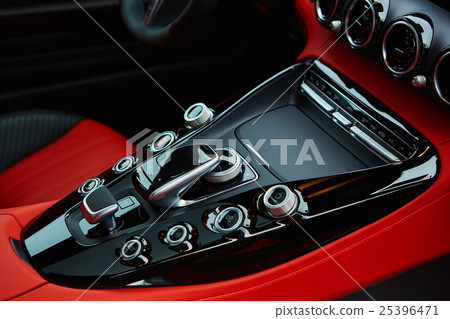 Detail of modern car interior, gear stick Detail of modern car interior, gear stick 25396471