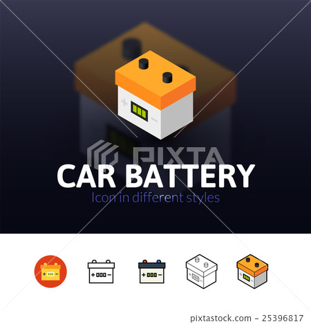 Car battery icon in different style 25396817