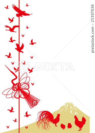 Rooster crane Fuji postcard 25397036