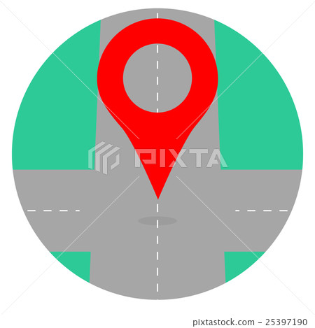 Gps icon pin crossroad Gps icon pin crossroad 25397190