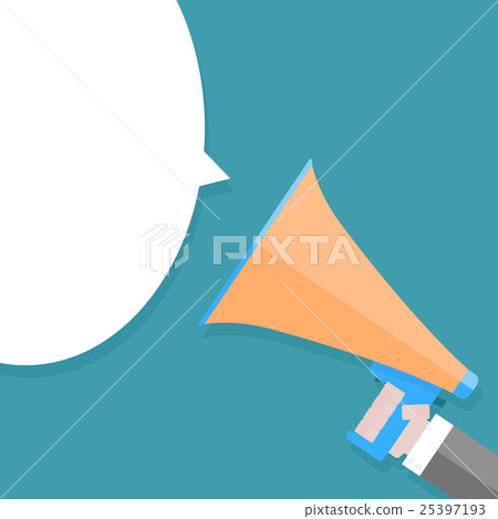 Megaphone in hand and speech bubble Megaphone in hand and speech bubble 25397193