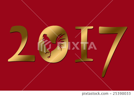 New Year cards 2017 Red gold char New Year cards 2017 Red gold char 25398033