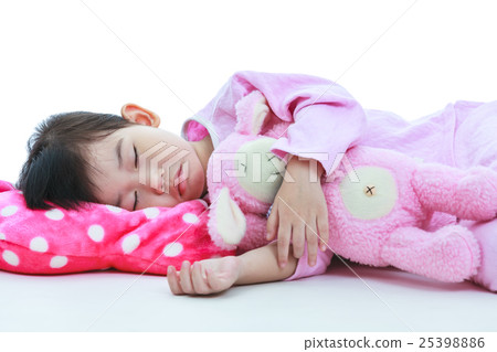 Healthy children concept. Asian girl sleeping. Healthy children concept. Asian girl sleeping. 25398886