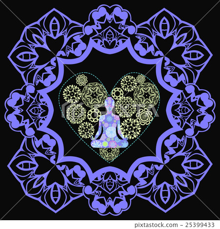 background with lotus position yoga in mandala background with lotus position yoga in mandala 25399433
