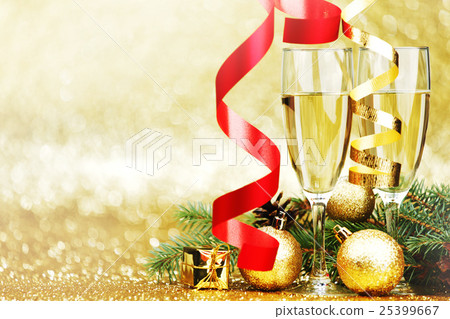 Champagne and christmas decor 25399667