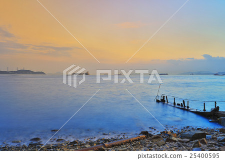 Sunset at a sea beach with beautiful sky 25400595