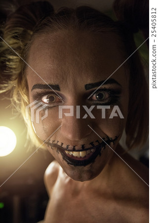 Horrible girl with scary mouth and eyes Horrible girl with scary mouth and eyes 25405812