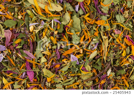 Dried herbal tea leaves Dried herbal tea leaves 25405943