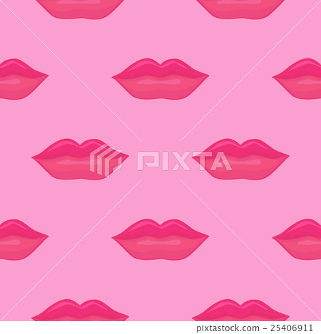 Vector seamless lip pattern in pink color. 25406911