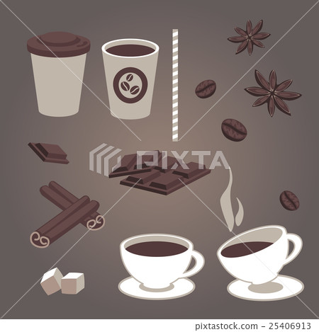 Vector set of isolated coffee items 25406913