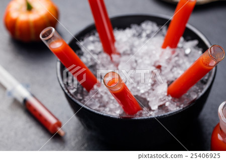 Bloody cocktail in glass tubes for Halloween party Bloody cocktail in glass tubes for Halloween party 25406925