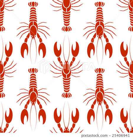 Vector seamless pattern with crayfishes or lobster Vector seamless pattern with crayfishes or lobster 25406941